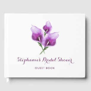 Libro De Visitas Morado Calla Lily Floral Watercolor Bridal Shower