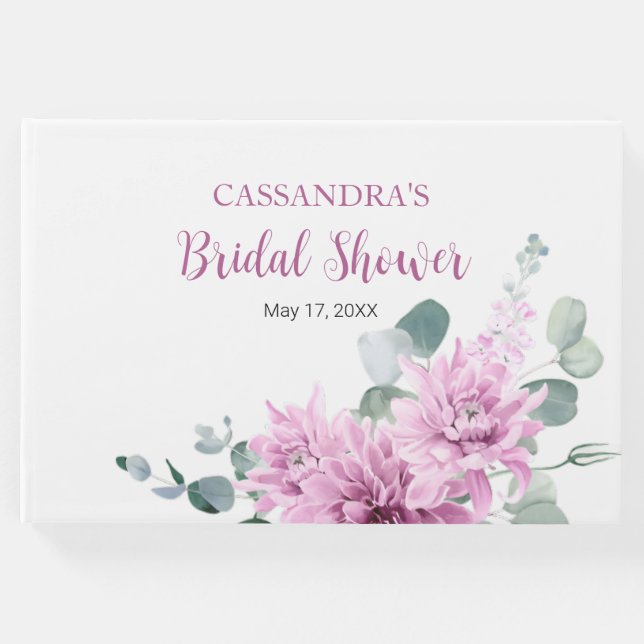 Libro De Visitas Morado Dahlia Eucalyptus Greenery Ducha Bridal (Anverso)