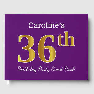 Libro De Visitas Morado, Faux Gold 36th Birthday Party; Nombre pers