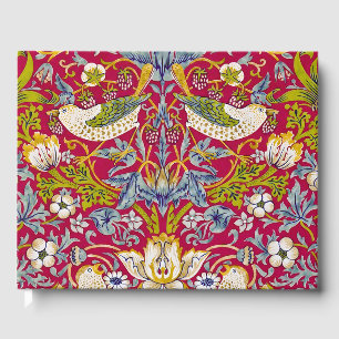 Libro De Visitas Morris Red Background Strawberry Thief Pattern