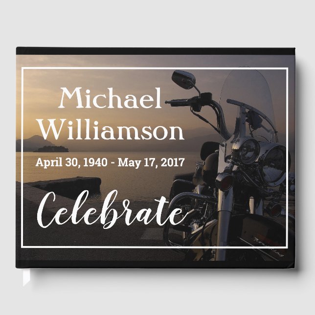 Libro De Visitas Motocicleta cerca de la celebración de la vida por (Anverso)