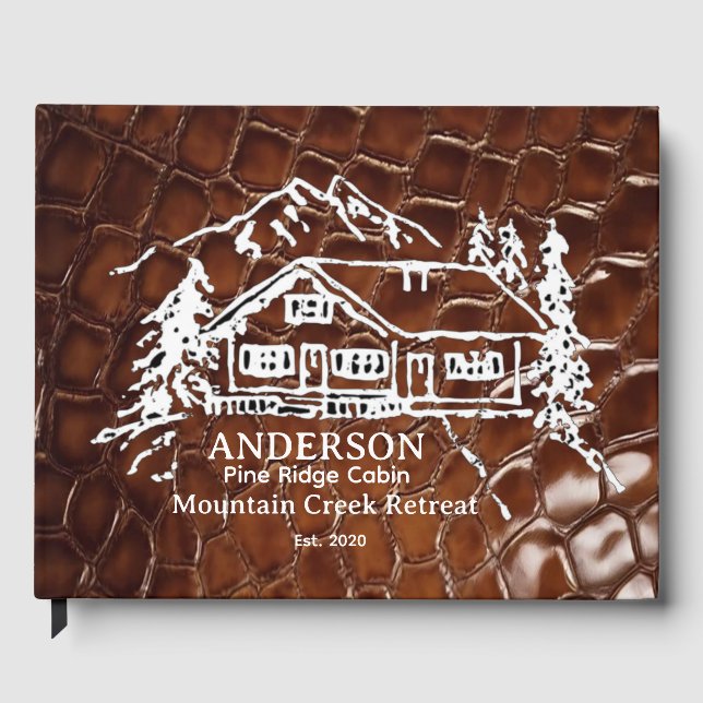 Libro De Visitas Mountain Cabin Faux Crocodile Leather Doormat (Anverso)
