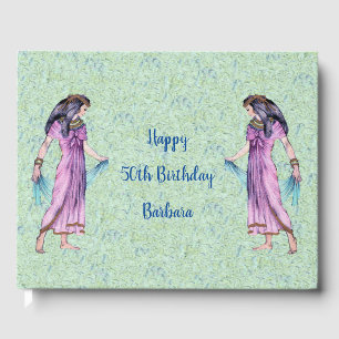 Libro De Visitas Mujer egipcia bonito cumpleaños azul verde