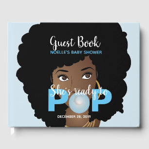 Libro De Visitas Mujer negra, lista para pop, bblegum, azul