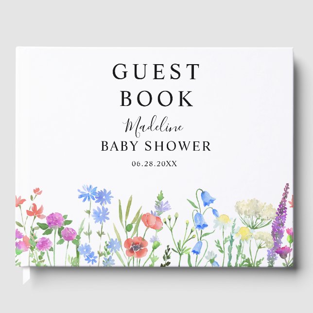 Libro De Visitas Multihued Wildflower Baby Shower Celebration (Anverso)