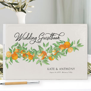 Libro De Visitas Naranja Blossom Elegant Citrus Boda