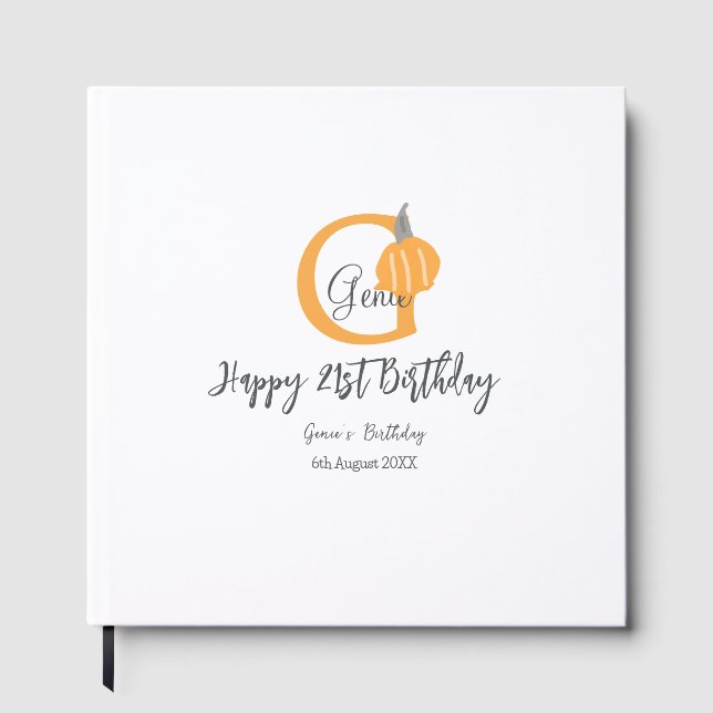 Libro De Visitas Naranja calabaza otoño cumpleaños 21 gris pastel o (Anverso)