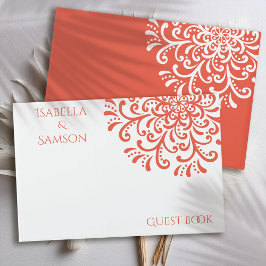Libro De Visitas Naranja caprichoso Boda Red Flourier