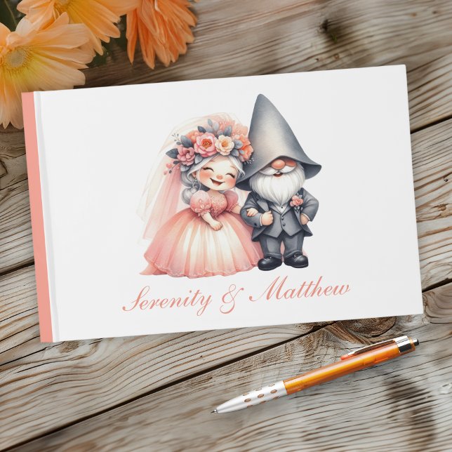 Libro De Visitas Naranja de Garden Gnome Boda Rustic Woodland (Subido por el creador)