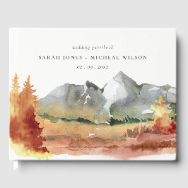 Libro De Visitas Naranja de óxido de otoño Boda de follaje de árbol