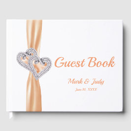 Libro De Visitas Naranja Diamond Hearts Boda Guestbook