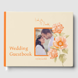 Libro De Visitas Naranja Floral Boda Guestbook