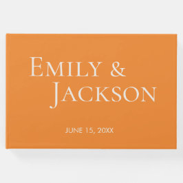 Libro De Visitas Naranja Minimalista moderno Boda blanco
