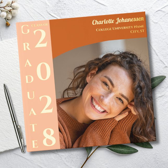 Libro De Visitas Naranja Moderno Foto Fiesta de Graduación Dorado (Subido por el creador)