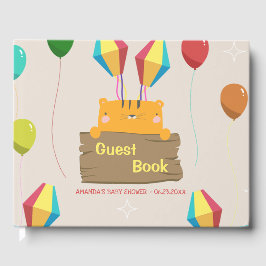 Libro De Visitas Naranja personalizado Cat Baby Shower