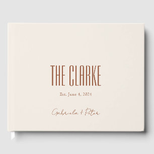 Libro De Visitas Naranja quemado Minimalista simple Boda crema