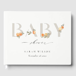 Libro De Visitas Naranja suave dulce Floral Boho Baby Shower