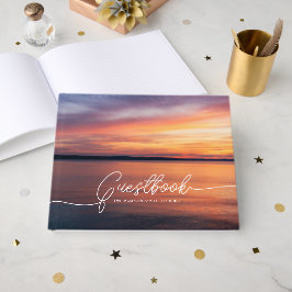 Libro De Visitas Naranja Sunset Photo Beautiful Personalizado Lake 