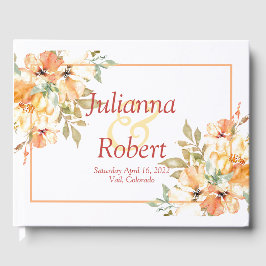 Libro De Visitas Naranja y color de agua amarillo boda floral invit