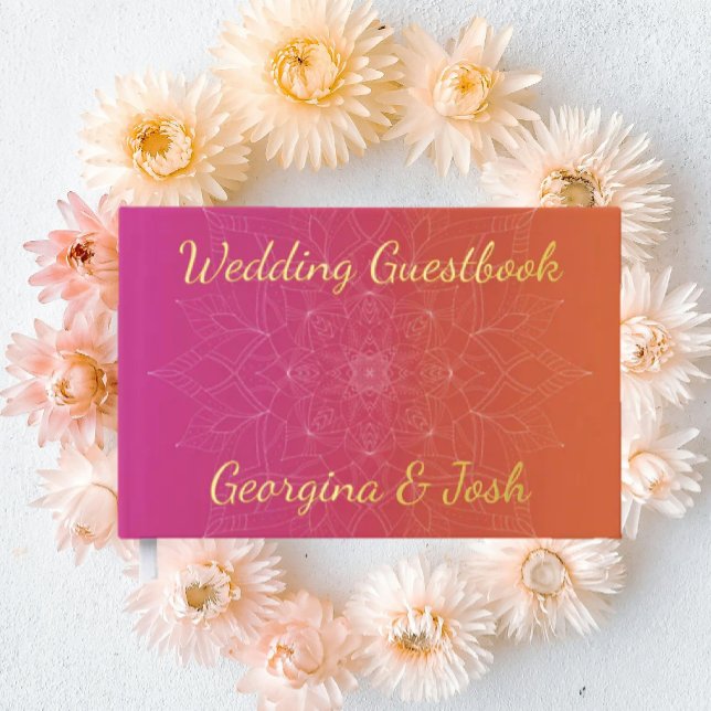 Libro De Visitas Naranja y rosa Bright Ombre Mandala Boda (Subido por el creador)