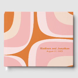 Libro De Visitas Naranja y rosa de grosella retro moderna de mediad