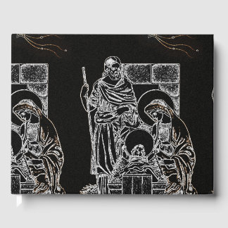 Libro De Visitas natividad de plata blanca negra