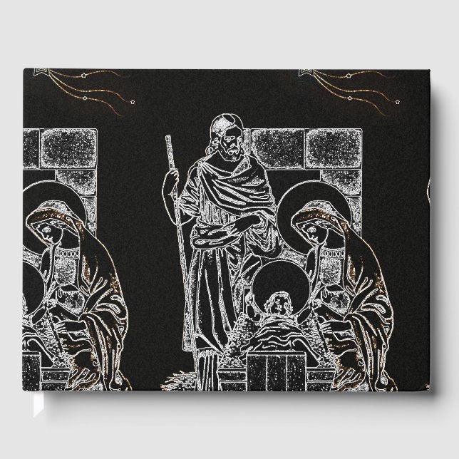 Libro De Visitas natividad de plata blanca negra (Anverso)
