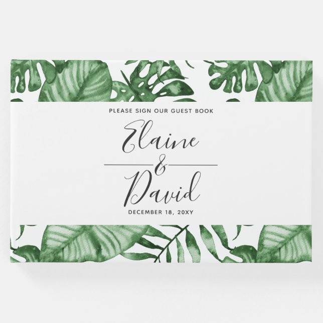 Libro De Visitas Naturaleza tropical rústica Boda de vegetación bot (Anverso)