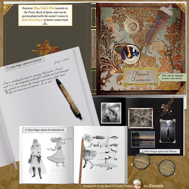 Libro De Visitas Naturalist Sketch/Photo Foil Journal (A beautiful personal gift for Dad/ lovers of nature – make it a sketchbook, journal or photo album. )