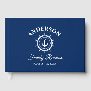 Libro De Visitas Nautical Anchor Helm Familia Reunión Naval Azul