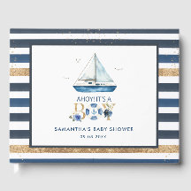 Nautical Blue Boat Ahoy es un niño Baby Shower