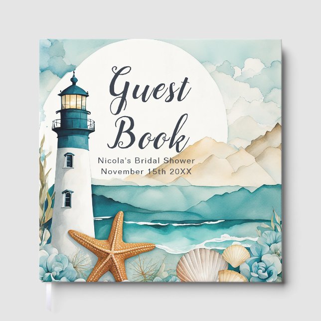 Libro De Visitas Nautical Lighthouse Bridal Shower (Anverso)