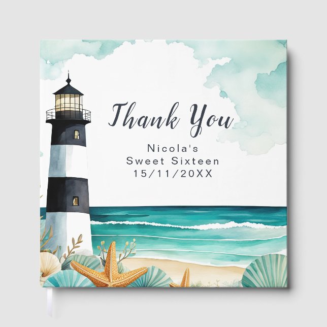 Libro De Visitas Nautical Lighthouse Sweet Sixteen Birthday (Anverso)
