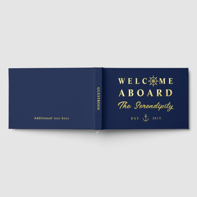 Libro De Visitas Nautical Welcome Aboard Add Name Boat (Lleno)