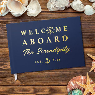 Libro De Visitas Nautical Welcome Aboard Añadir Nombre Bote