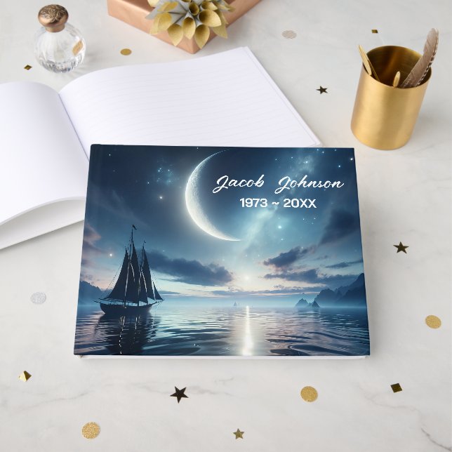 Libro De Visitas Navegando bajo una luna creciente (Anverso Abierto)
