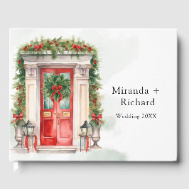 Libro De Visitas Navidades Boda de la escena de invierno de la puer