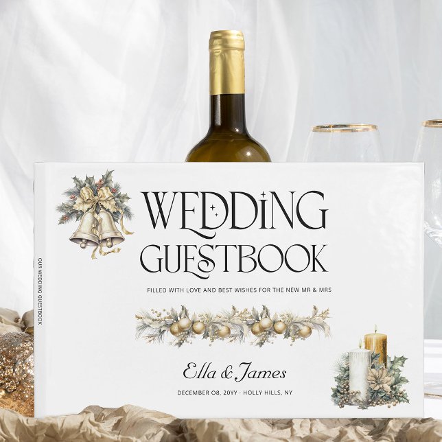 Libro De Visitas Navidades Boda Holly Bells y Velas (Wedding Guest Book from the Holly Bells Wedding Collection by Darling and May)
