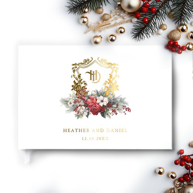 Libro De Visitas Navidades Escudo Floral Monograma Boda (Subido por el creador)