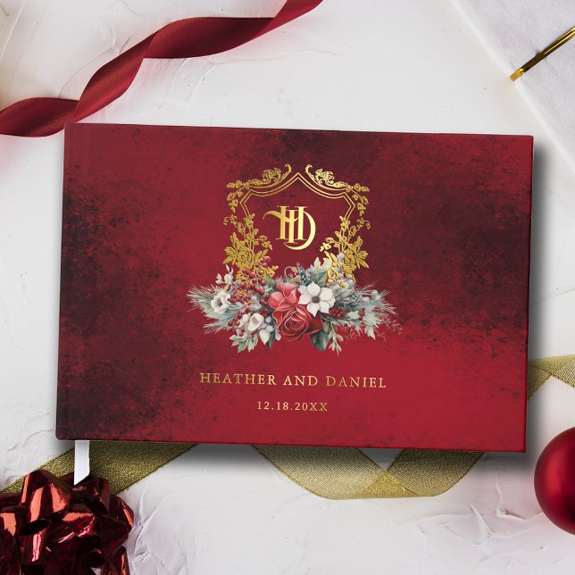 Libro De Visitas Navidades Escudo Floral Monograma Boda (Subido por el creador)