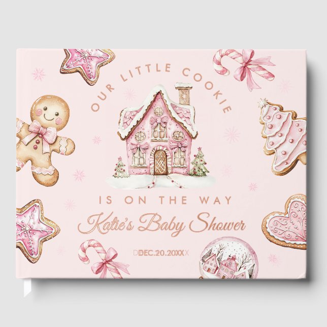 Libro De Visitas Navidades rosados Cookie Baby Shower Relieve metal (Anverso)