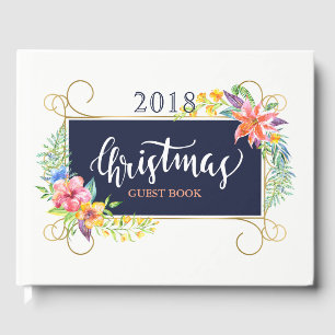 Libro De Visitas Navidades tropicales Bouquet & Gold Frame