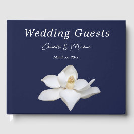 Libro De Visitas Navy and White Magnolia Elegant Wedding