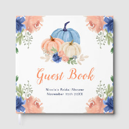 Libro De Visitas Navy Blue and Blush Floral Pumpkins Bridal Shower
