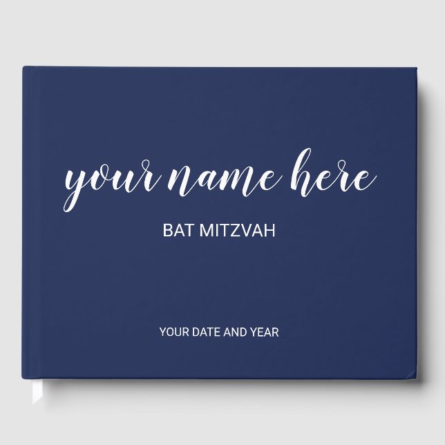Libro de visitas Navy Blue Bat Mitzvah (Anverso)