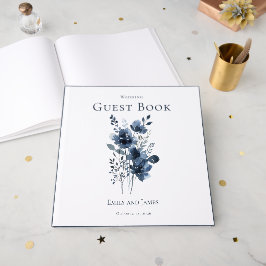 Libro De Visitas Navy Blue Botanical Wedding
