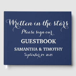 Libro De Visitas Navy Blue Elegant Boda Minimalista simple y modern