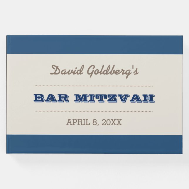 Libro De Visitas Navy Blue & Silver Bar Mitzvah Guest Book (Anverso)