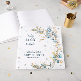 Libro De Visitas Navy Gold Winter Baby Shower Guest Book  
