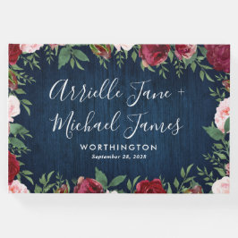 Libro De Visitas Navy Marsala Country Rustic Boda Guest Book